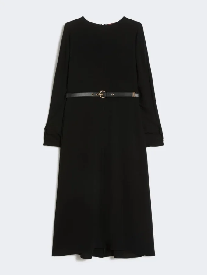 Vestido largo em cady, preto