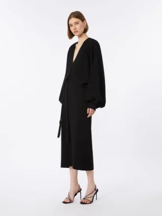 Vestido leve em cady, preto