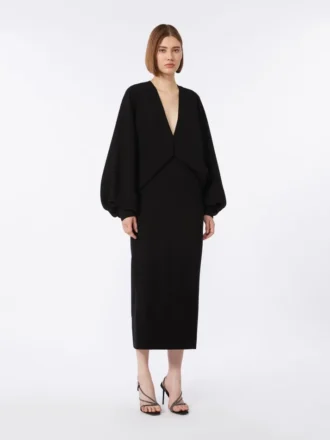 Vestido leve em cady, preto