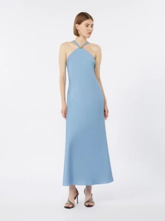 Vestido leve em cetim, azul claro
