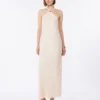 Vestido leve em cetim, bege-rosa