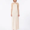 Vestido leve em cetim, bege-rosa
