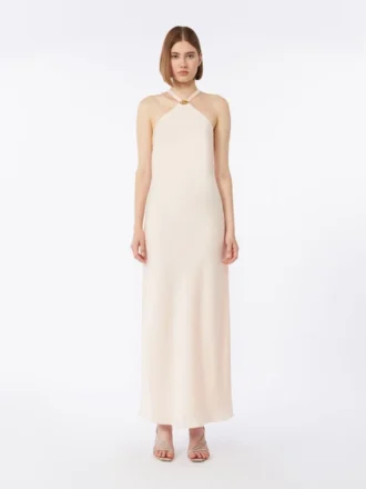 Vestido leve em cetim, bege-rosa