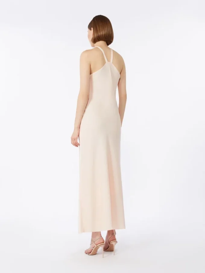 Vestido leve em cetim, bege-rosa