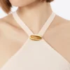 Vestido leve em cetim, bege-rosa