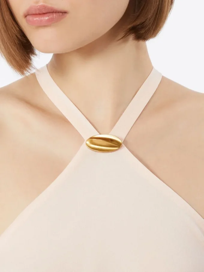 Vestido leve em cetim, bege-rosa