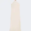 Vestido leve em cetim, bege-rosa