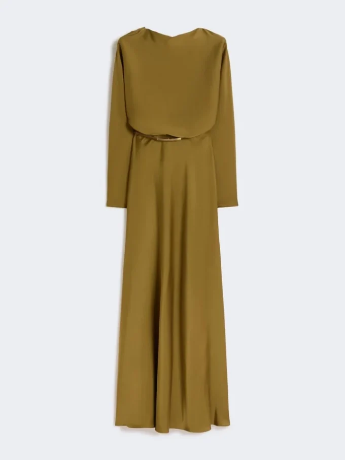 Vestido leve em cetim, cor cáqui Vestido leve em cetim, cor cáqui