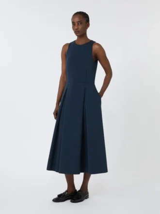 Vestido longo de jersey scuba com corte evasê, azul ultramar