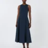 Vestido longo de jersey scuba com corte evasê, azul ultramar Vestido longo de jersey scuba com corte evasê, azul ultramar