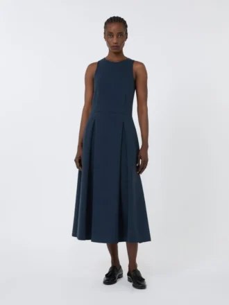 Vestido longo de jersey scuba com corte evasê, azul ultramar
