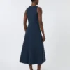 Vestido longo de jersey scuba com corte evasê, azul ultramar Vestido longo de jersey scuba com corte evasê, azul ultramar