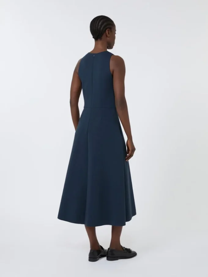 Vestido longo de jersey scuba com corte evasê, azul ultramar Vestido longo de jersey scuba com corte evasê, azul ultramar