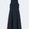 Vestido longo de jersey scuba com corte evasê, azul ultramar Vestido longo de jersey scuba com corte evasê, azul ultramar