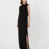 Vestido longo e leve em cady, preto