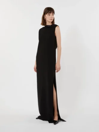 Vestido longo e leve em cady, preto