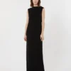 Vestido longo e leve em cady, preto