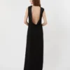 Vestido longo e leve em cady, preto