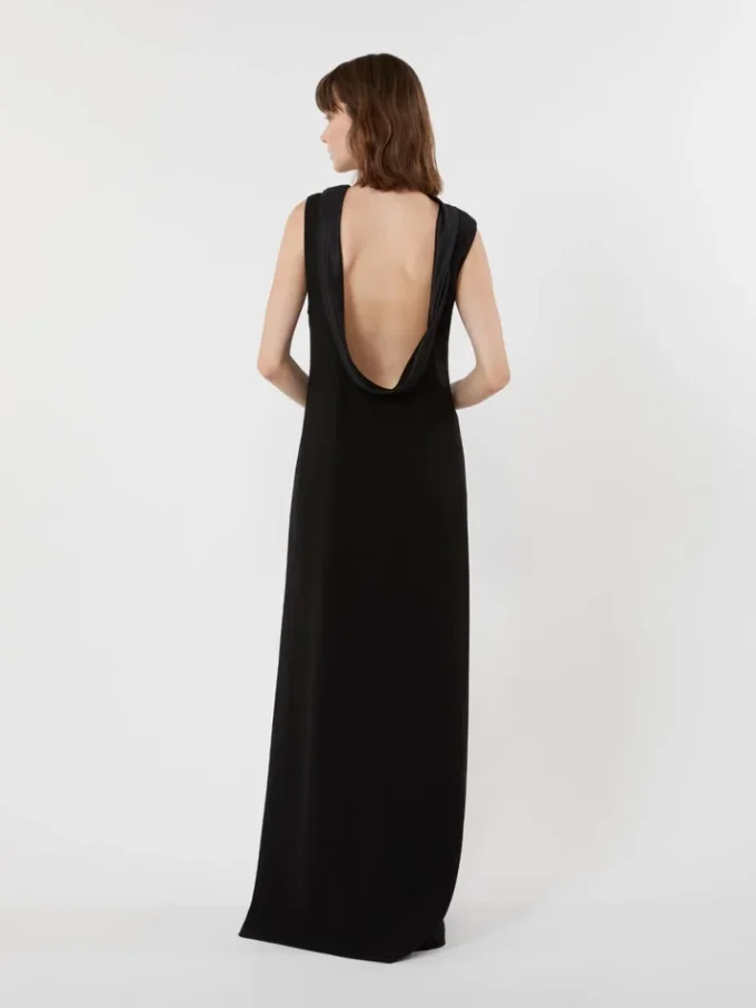 Vestido longo e leve em cady, preto