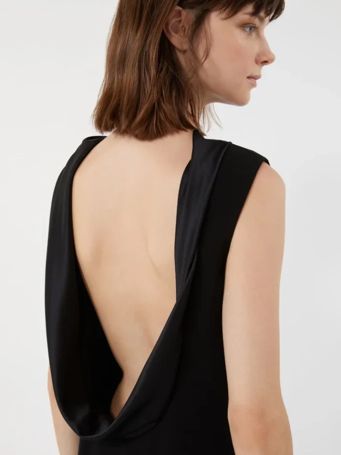 Vestido longo e leve em cady, preto
