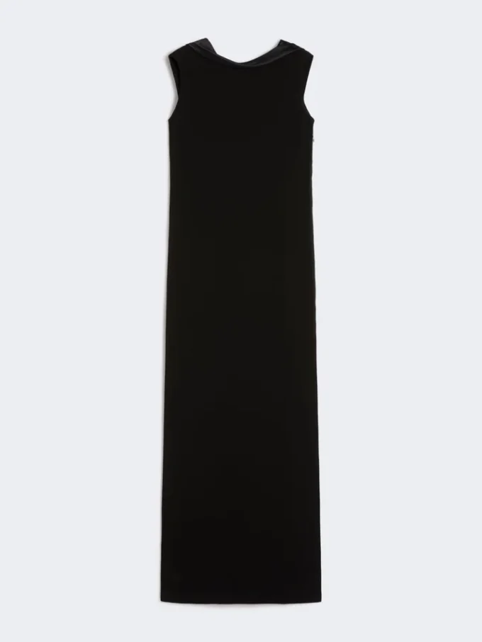 Vestido longo e leve em cady, preto