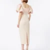 Vestido longo em jacquard cloque, cor pó Vestido longo em jacquard cloque, cor pó