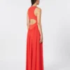 Vestido longo em jersey de crepe, cor de coral Vestido longo em jersey de crepe, cor de coral