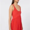 Vestido longo em jersey de crepe, cor de coral Vestido longo em jersey de crepe, cor de coral