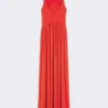 Vestido longo em jersey de crepe, cor de coral Vestido longo em jersey de crepe, cor de coral