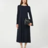 Vestido longo em jersey de viscose, azul-marinho Vestido longo em jersey de viscose, azul-marinho