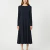 Vestido longo em jersey de viscose, azul-marinho Vestido longo em jersey de viscose, azul-marinho