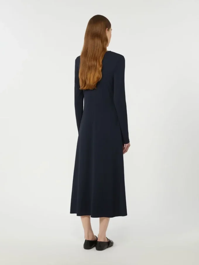 Vestido longo em jersey de viscose, azul-marinho Vestido longo em jersey de viscose, azul-marinho