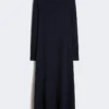 Vestido longo em jersey de viscose, azul-marinho Vestido longo em jersey de viscose, azul-marinho