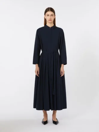 Vestido longo em voile de algodão, azul ultramar