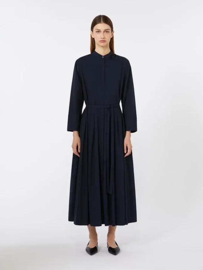 Vestido longo em voile de algodão, azul ultramar Vestido longo em voile de algodão, azul ultramar