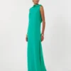 Vestido longo leve em cady, verde Vestido longo leve em cady, verde