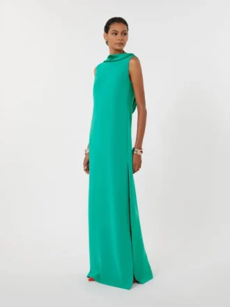 Vestido longo leve em cady, verde