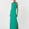 Vestido longo leve em cady, verde Vestido longo leve em cady, verde