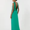 Vestido longo leve em cady, verde Vestido longo leve em cady, verde