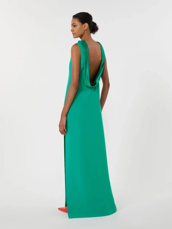 Vestido longo leve em cady, verde Vestido longo leve em cady, verde