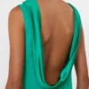 Vestido longo leve em cady, verde Vestido longo leve em cady, verde