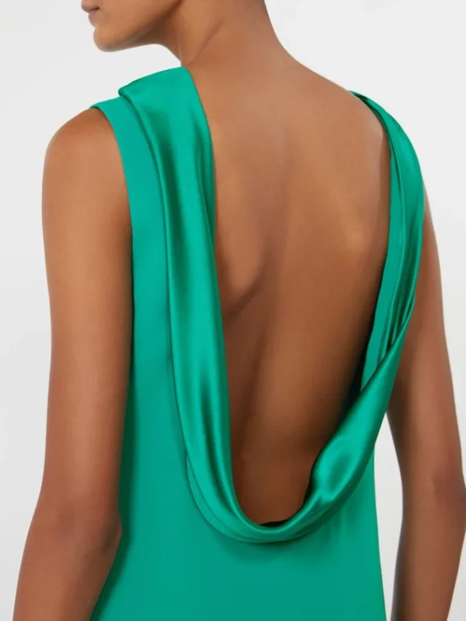 Vestido longo leve em cady, verde Vestido longo leve em cady, verde