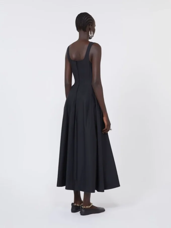 Vestido longo sem mangas em algodão puro, preto