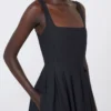 Vestido longo sem mangas em algodão puro, preto