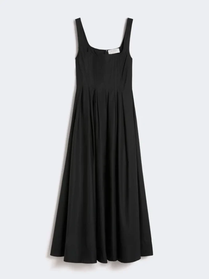 Vestido longo sem mangas em algodão puro, preto