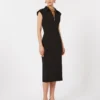 Vestido midi em cady, preto