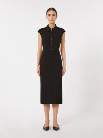 Vestido midi em cady, preto