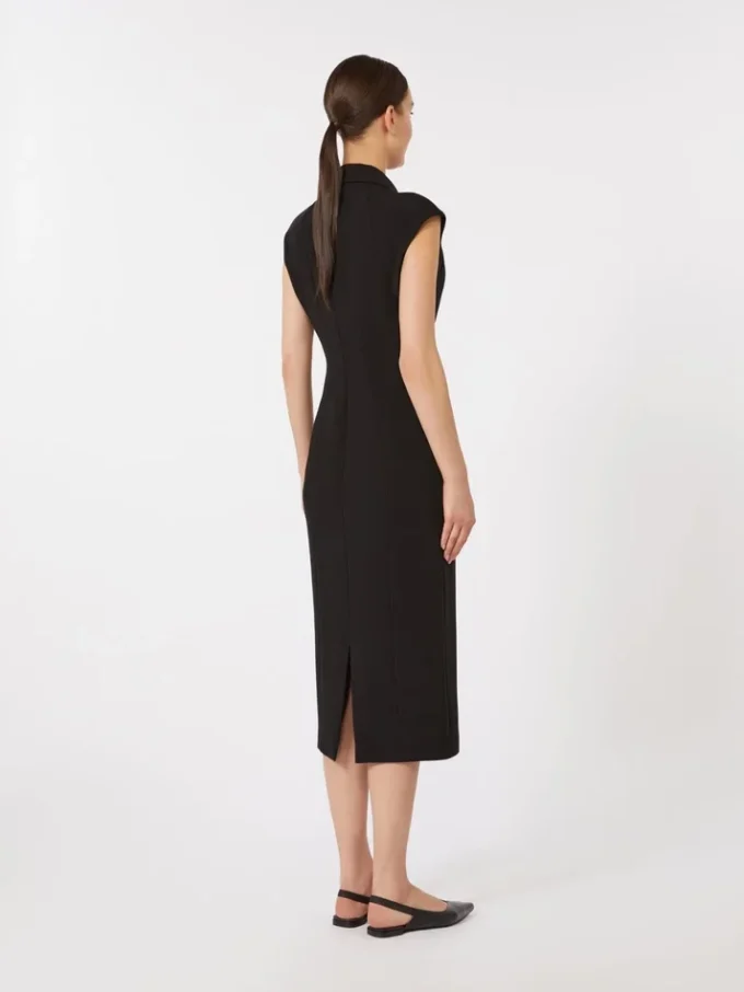 Vestido midi em cady, preto