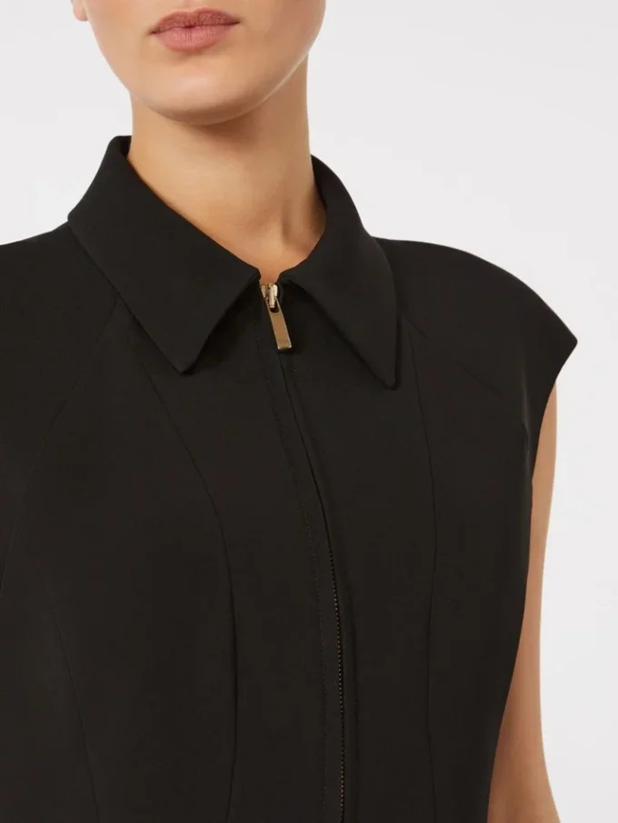Vestido midi em cady, preto