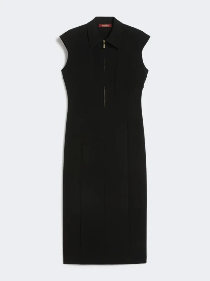 Vestido midi em cady, preto